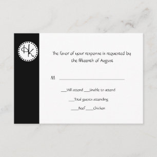 Stylish Black and White Wedding RSVP Card