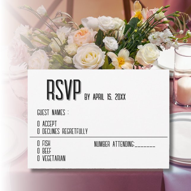 Stylish Black and White Wedding RSVP Card (Creator Uploaded)