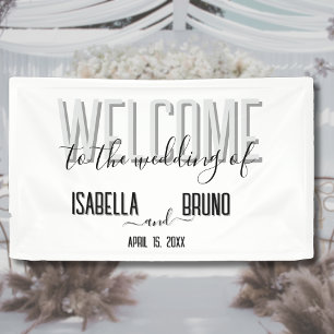 Stylish Black and White Wedding Welcome Banner