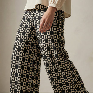 Stylish Black & Beige Geometric Pattern Fabric