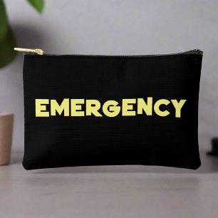 Stylish Black & Bold Yellow Script Emergency Accessory Pouch