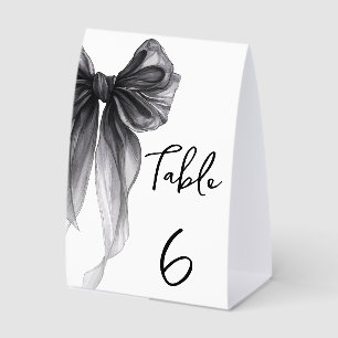 Stylish Black Bow Wedding Bridal Shower Number