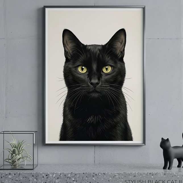 Stylish Black Cat Illustration Poster (Creator Uploaded)