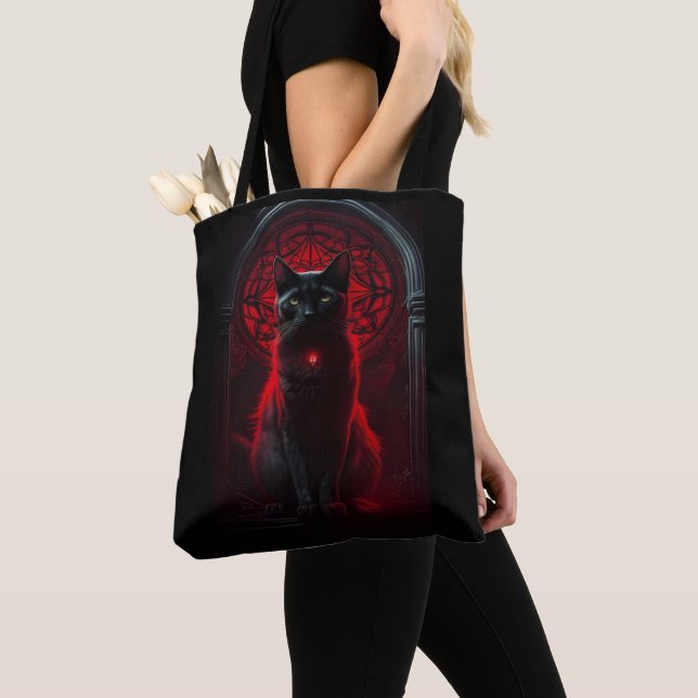 Stylish Black Cat Magical Tote Bag (Close Up)