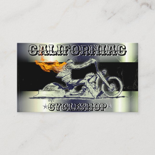 Stylish, black& chrome Motorcycle Business Card (Front)