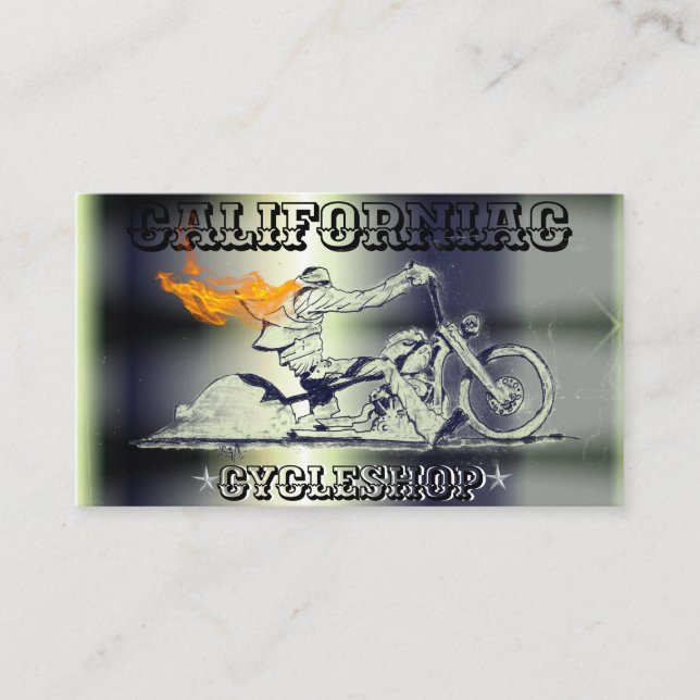 Stylish, black& chrome Motorcycle Business Card (Front)