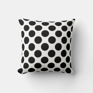 Stylish Black Circle Pattern White Cushion