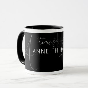 Stylish Black Coffee Mug Personalised with Name