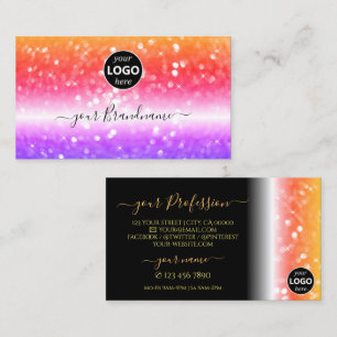 Stylish Black Colourful Sparkling Glitter with Log Business Card