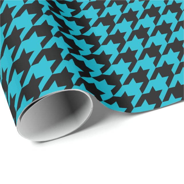 Stylish Black Custom Houndstooth Pattern Wrapping Paper (Roll Corner)