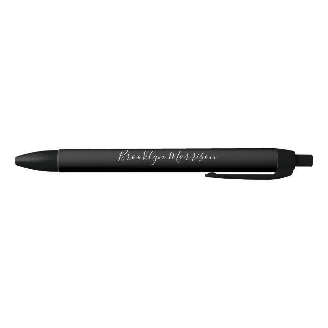 Stylish black custom script monogram name  ink pen (Bottom)