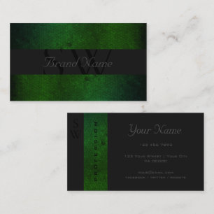 Stylish Black Dark Grey Green Colours with Initial Business Card