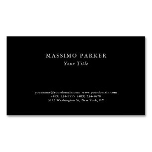 Stylish Black Elegant Plain Professional Modern Magnetic Business Card