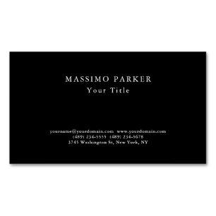 Stylish Black Elegant Plain Professional Modern Magnetic Business Card