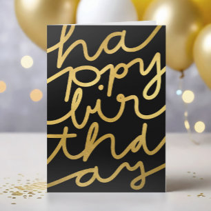 Stylish Black Faux Gold Business Happy Birthday Card