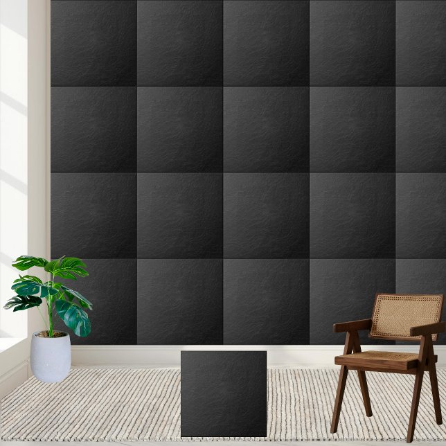 Stylish Black Faux Leather Ceramic Tile (Stylish Black Faux Leather Ceramic Tile)