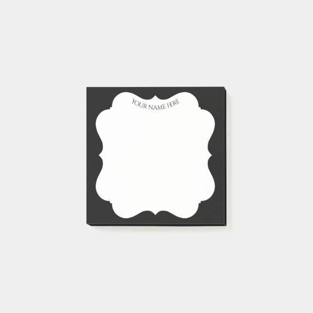 Stylish black frame with your name post-it notes (Front)