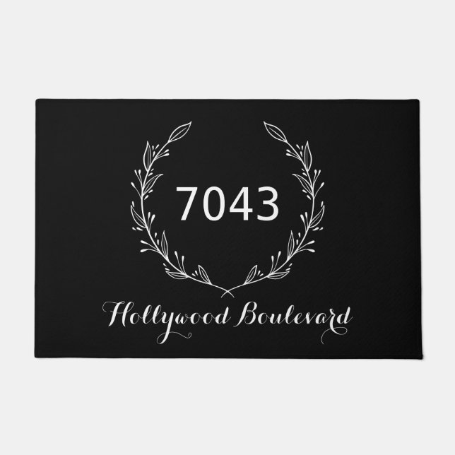 Stylish Black Front Door Mat With Address | Large (Front)