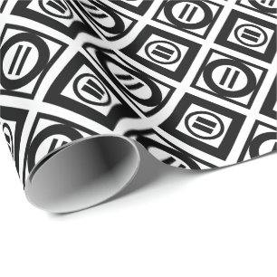 Stylish Black Geometric Pattern on White Wrapping Paper