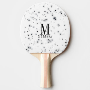 Stylish Black Glitter Drips Monogram Ping Pong Paddle