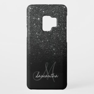 Stylish black glitter ombre block personalised Case-Mate samsung galaxy s9 case