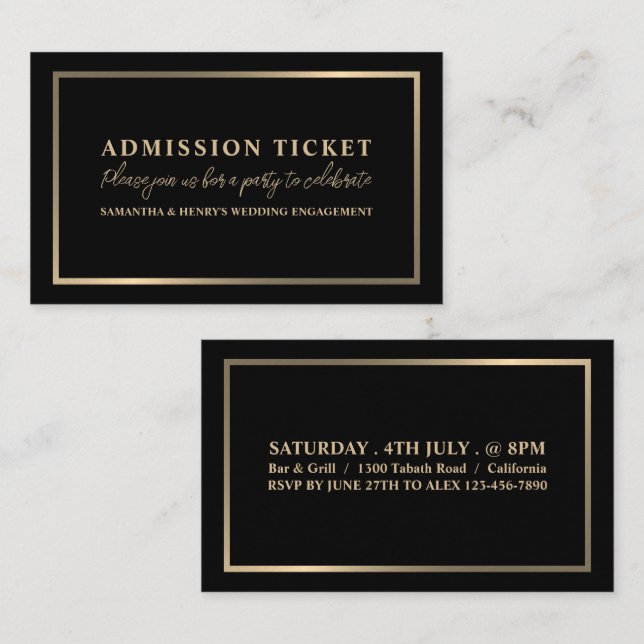 Stylish Black & Gold, Admission Ticket (Front/Back)