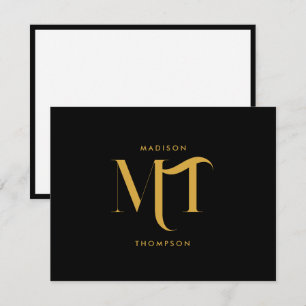 Stylish Black & Gold Monogram Initials Letters  Card