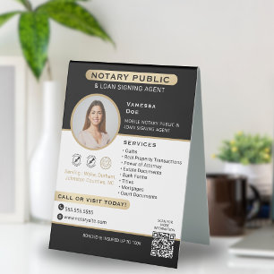 Stylish Black Gold Notary Photo QR Code Marketing