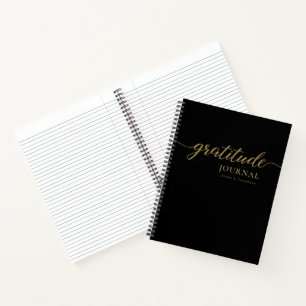 Stylish Black gold Personalised Gratitude Journal