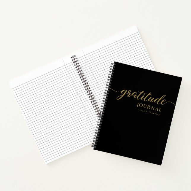 Stylish Black gold Personalised Gratitude Journal (Inside)