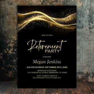 Stylish Black Gold Retirement Party Invitation