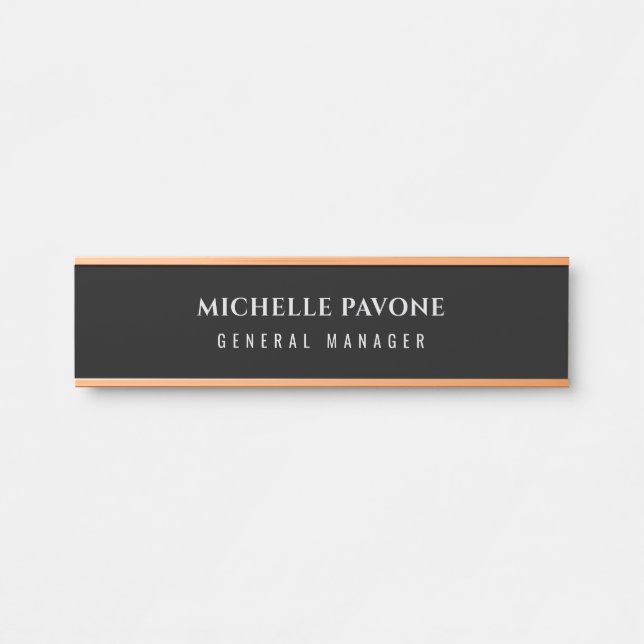 Stylish Black & Grey Simple Plain Professional Door Sign (Front)