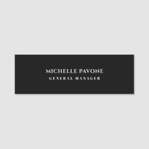 Stylish Black & Grey Simple Plain Professional Name Tag