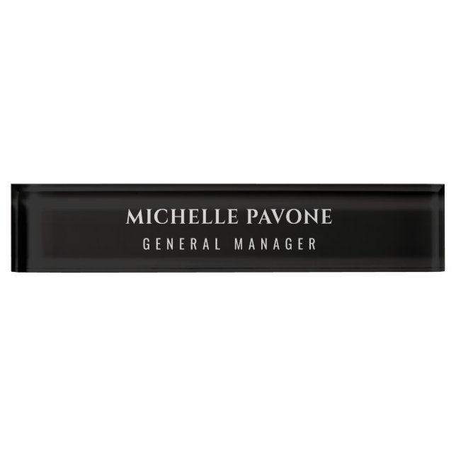 Stylish Black & Grey Simple Plain Professional Nameplate (Front)
