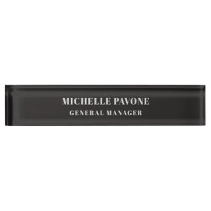 Stylish Black & Grey Simple Plain Professional Nameplate