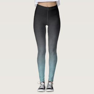Stylish Black Grey Teal rustic ombre Leggings