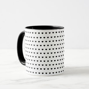 Stylish Black Hearts Pattern On White Mug
