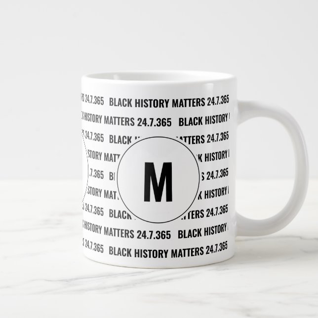 Stylish BLACK HISTORY MATTERS Monogram Large Coffee Mug (Right)