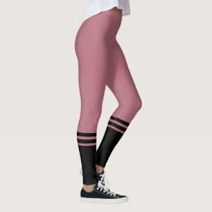 Stylish Black Horizontal Stripes Rose Gold Leggings