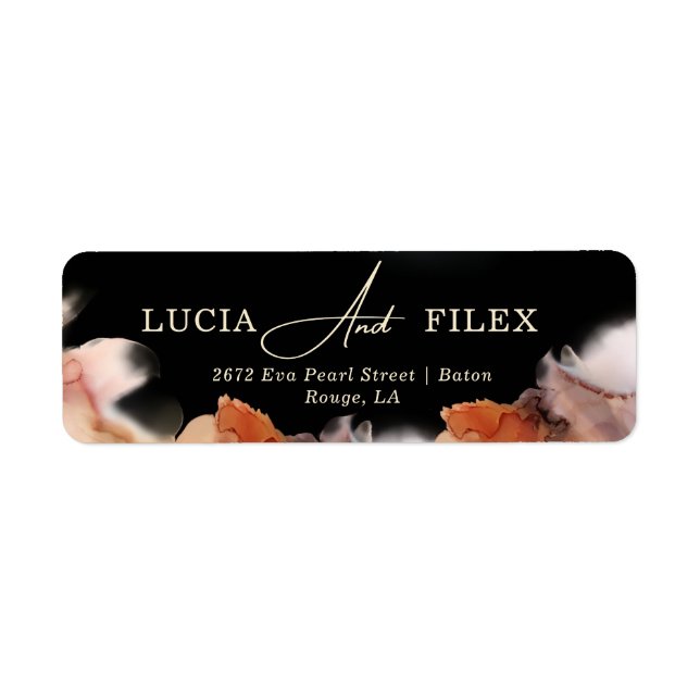 Stylish Black Ink Typography Return Address Label (Front)