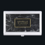 Stylish Black Marble and Faux Gold Foil Business Card Holder<br><div class="desc">Elegant and trendy business cards holder design featuring a beautiful white marble texture with printed gold foil accents. Perfect for fine artists, graphic designers, fashion designers, teachers, events planners, make-up and hair artists, moms on the go and much more! Need a colour change? Looking for matching products? Send us a...</div>