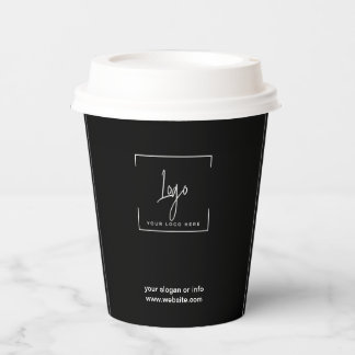 Stylish Black Minimalist Business Logo Corporate Paper Cups
