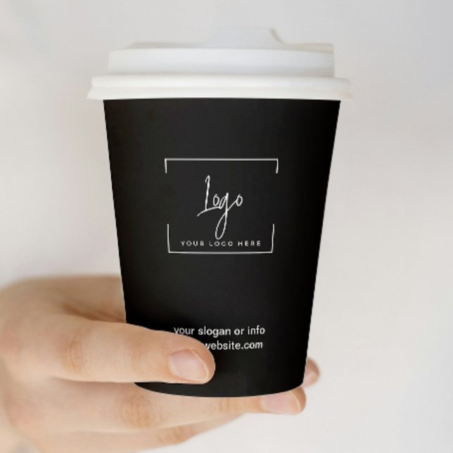 Stylish Black Minimalist Business Logo Corporate Paper Cups (Creator Uploaded)