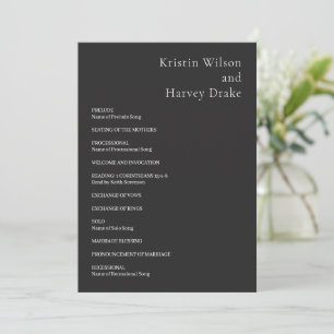 Stylish Black Modern Wedding Program