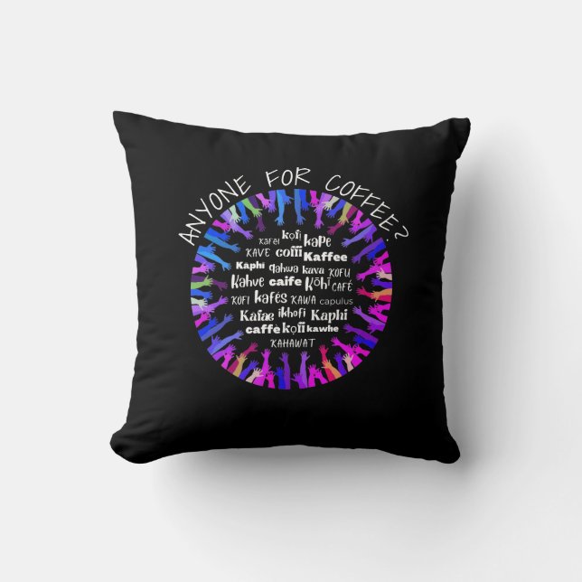 Stylish Black Multilingual COFFEE Cushion (Front)