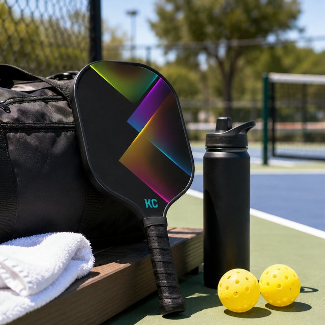 Stylish Black Neon Geometric Monogram Pickleball Paddle (Creator Uploaded)