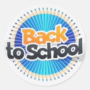 Stylish Black & Orange Back to School Round Classic Round Sticker