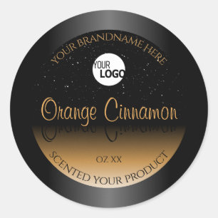 Stylish Black Orange Product Labels Logo Glitter