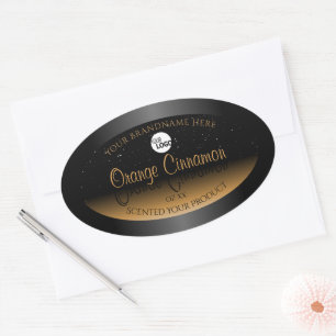 Stylish Black Orange Product Labels Logo Glitter