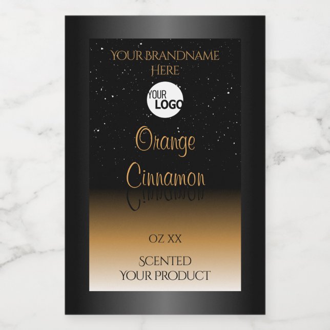 Stylish Black Orange Product Labels Logo Glitter (Single Label)